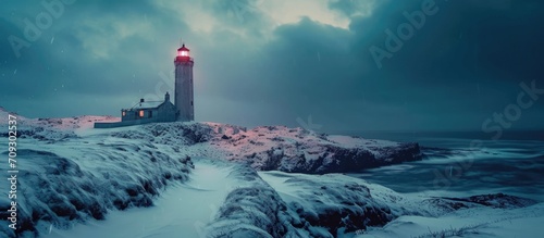 Icelandic winter at Svoruloft Lighthouse. photo