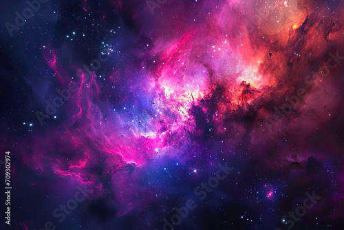 Colorful Clouds and Stars in Space