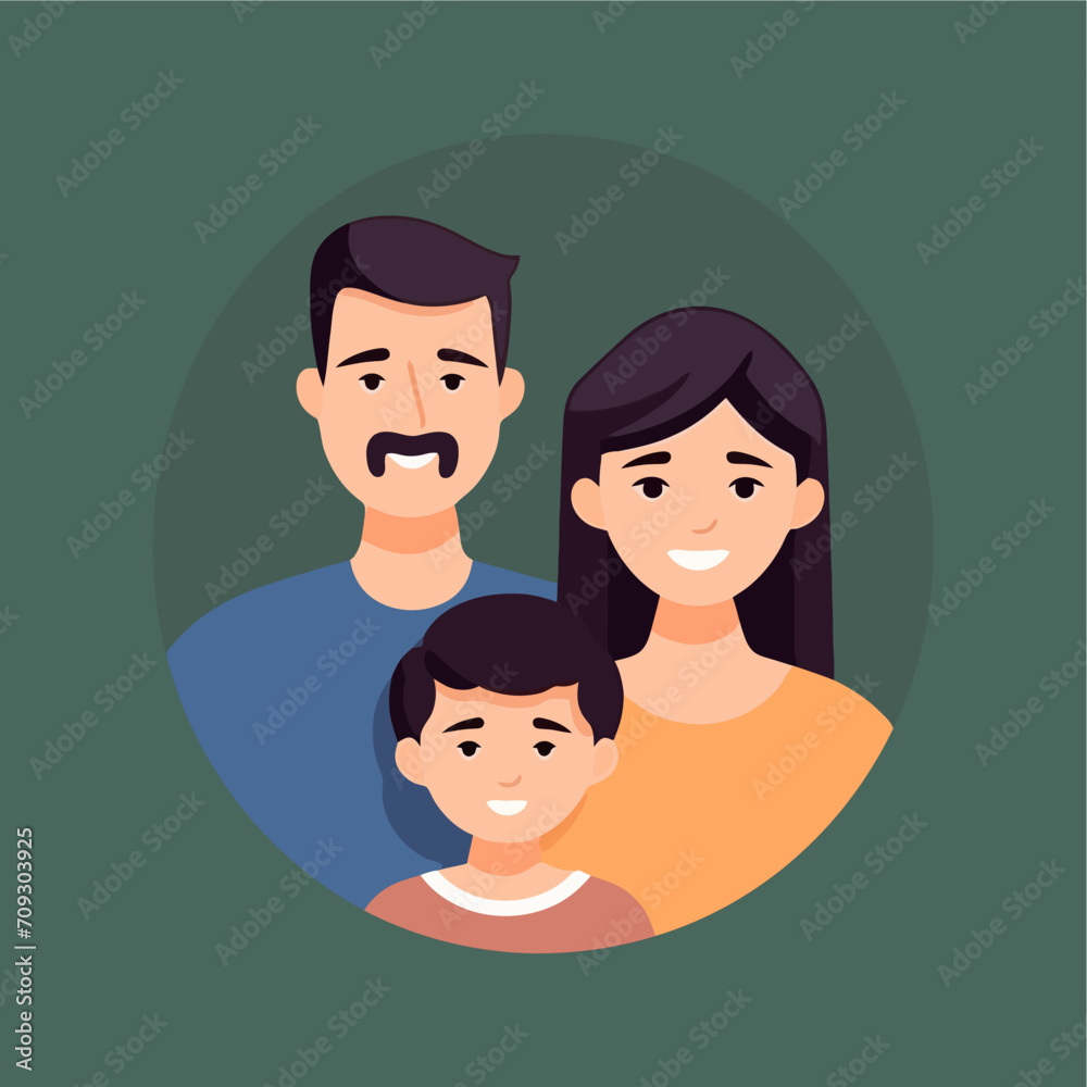 happy family flat vector mother father 1 child happy family flat vector mother father 1 child