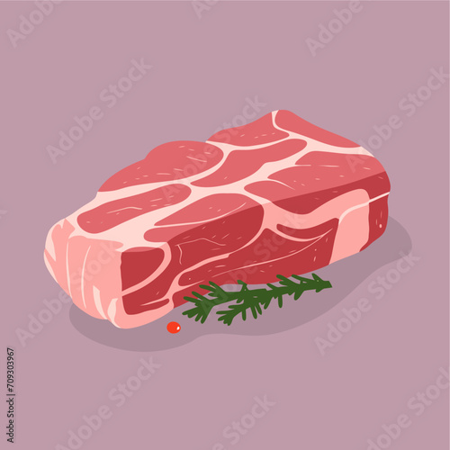 raw meat for steak flat vector