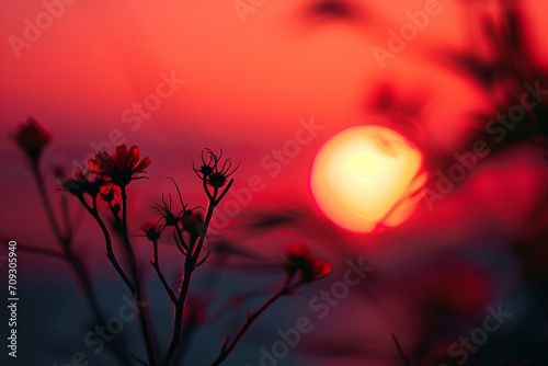 A red sunset  dreary atmosphere