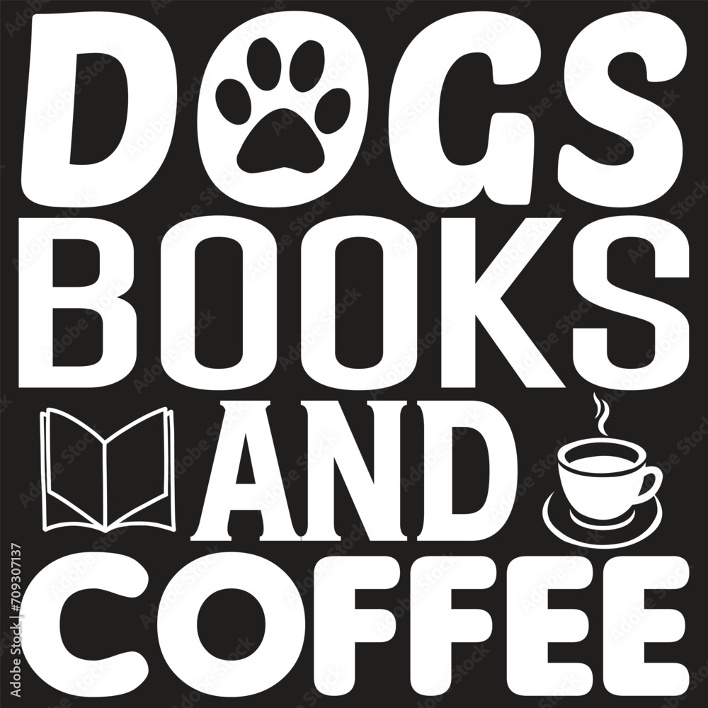 Fototapeta premium Dogs Books and Coffee