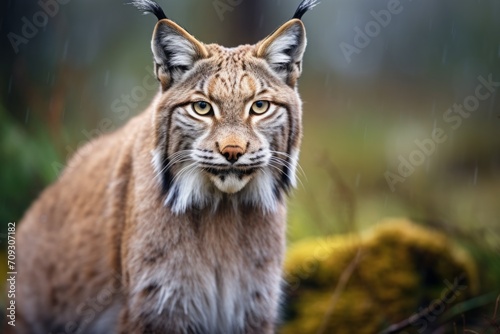 lynx in its natural habitat. portrait of a large cat, an animal of the feline family.