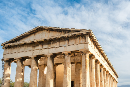 Temple of Hephaestus in Ancient Agora, Athens, Greece. Ancient Greek architecture. Popular travel destination