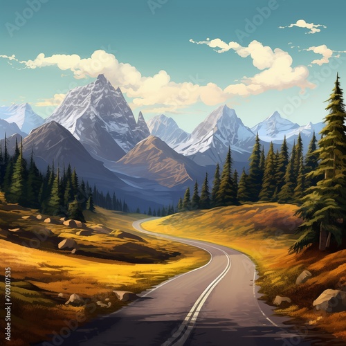 landscape with mountain road