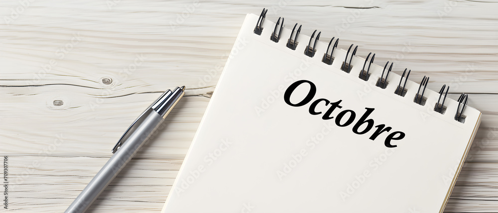 Mois d'octobre noté sur un calendrier Mois d'octobre noté sur un calendrier