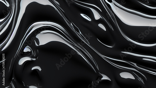 Glossy black soft liquid oil texture - Generative AI photo