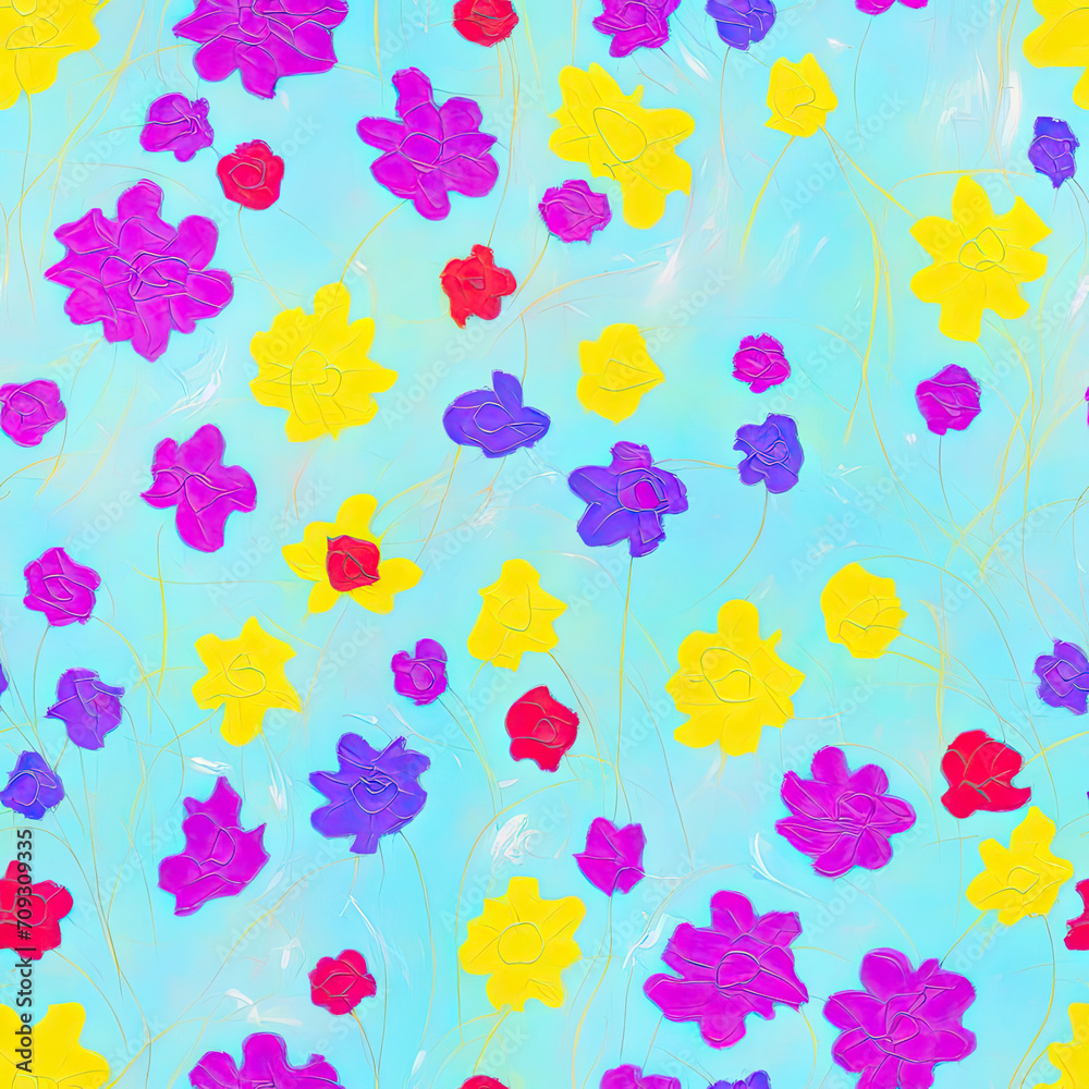 Flowers. Abstract seamless pattern. AI generated. Flowers. Abstract seamless pattern. AI generated.