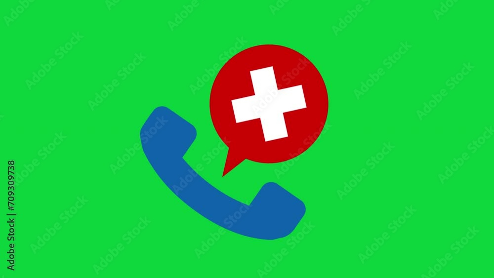 Medical calling icon animation on a green screen. The call first aid icon animation with key color. Medical calling icon animation on a green screen. The call first aid icon animation with key color.