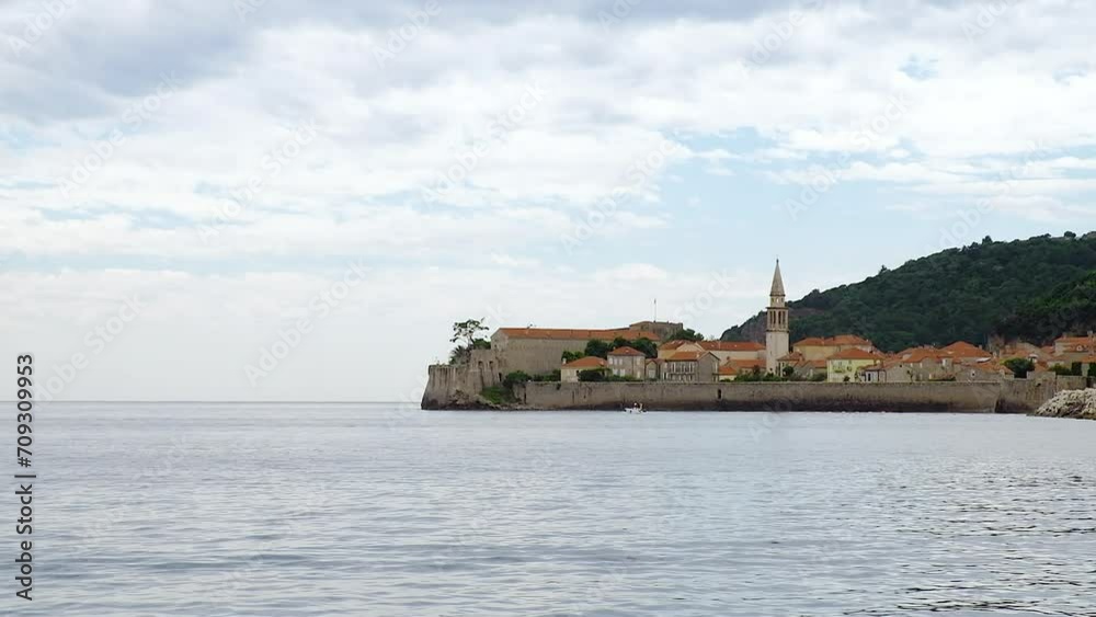 Seascape view of Old City in Budva, Montenegro, tourist place on Adriatic Sea Seascape view of Old City in Budva, Montenegro, tourist place on Adriatic Sea