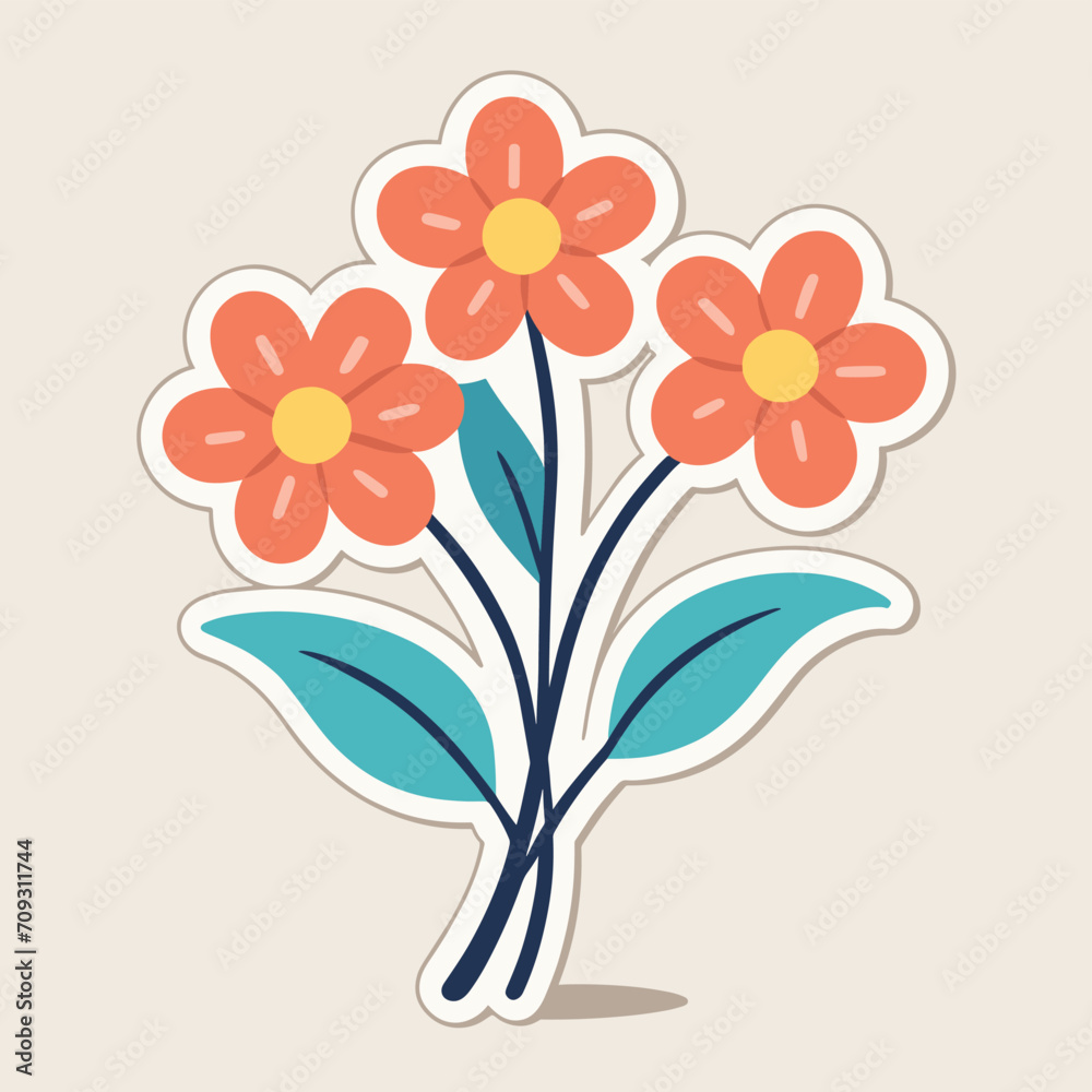 Flower sticker cartoon illustration vector design Flower sticker cartoon illustration vector design
