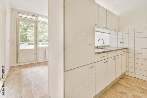 Wallpaper Mural Bright and modern kitchen interior with white cabinetry Torontodigital.ca