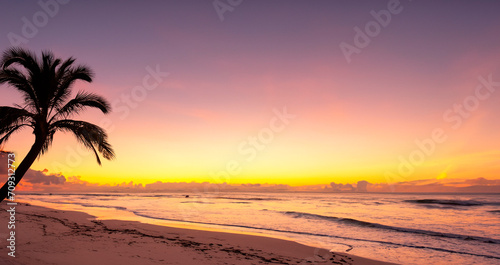  sunset on the beach in the caribbean sea