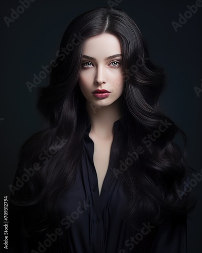 Girl with black hair and an intense, captivating look