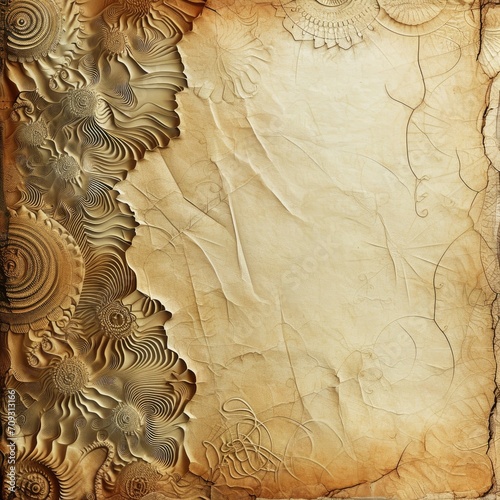 Abstract fractal background. Computer-generated image. Digital art. Old paper textures and ornaments. 