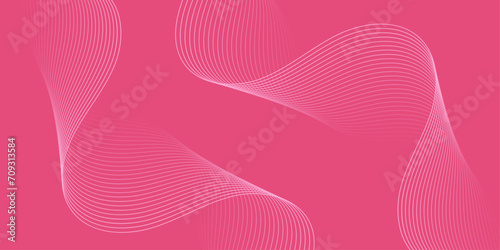 Abstract background with waves for banner. Medium banner size. Vector background with lines. Element for design isolated on pink. Pink color. Valentine's Day. Brochure, booklet