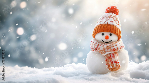 cute snowman on snow