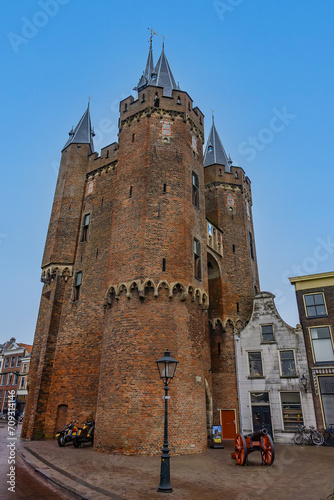 Saxon Gate (Sassenpoort) is a gatehouse in the city wall of Zwolle. Sassenpoort was built in 1409, is part of the Top 100 Dutch heritage sites. Zwolle, Netherlands. photo