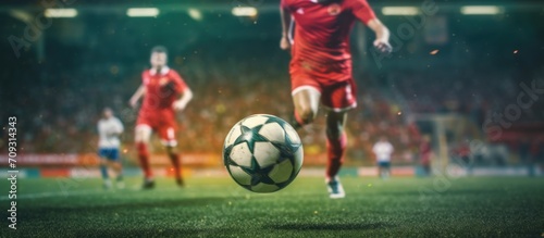 soccer player kicking soccer ball