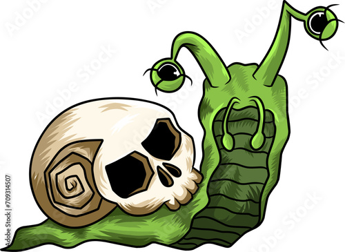 Creepy skull snail vector image
