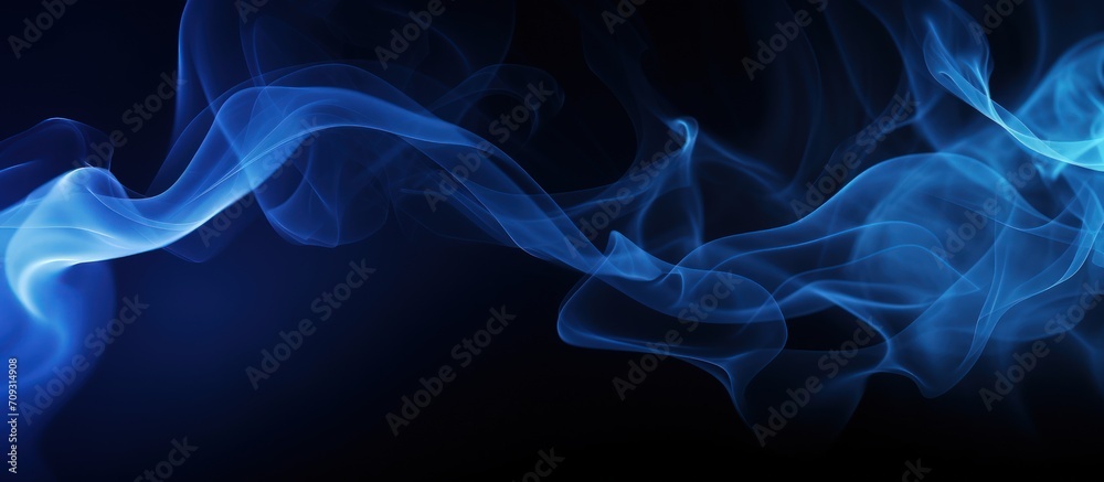 Blue smoke texture transparent on dark background. Generate AI image