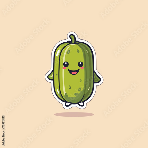 Kawaii pickle character cartoon sticker design