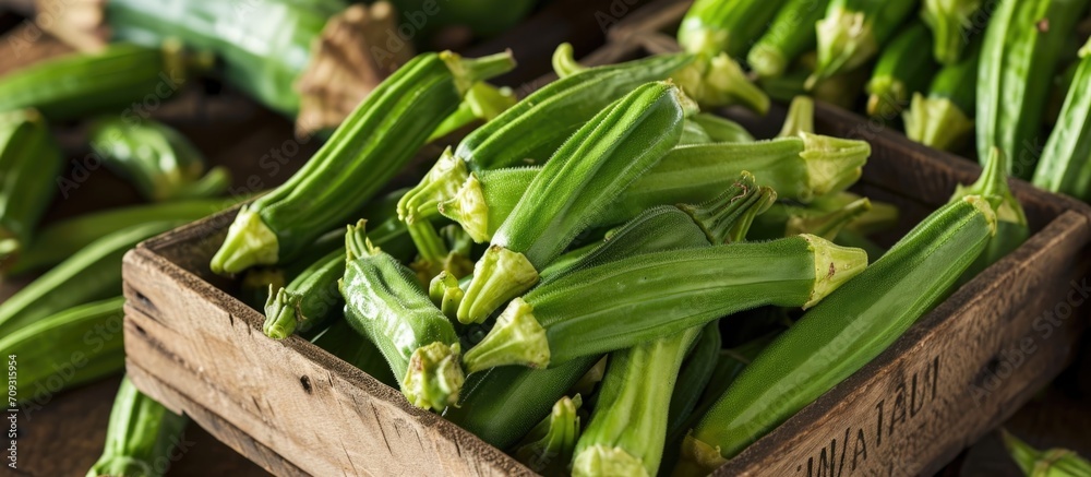 Fototapeta premium Organic Asian okra, fresh ingredients.