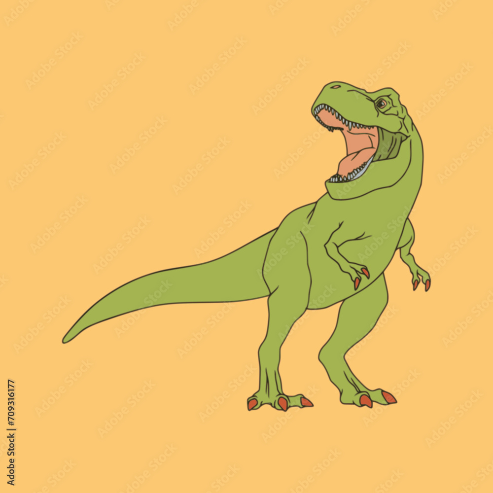 Fototapeta premium Green dinosaur isolated illustration flat design