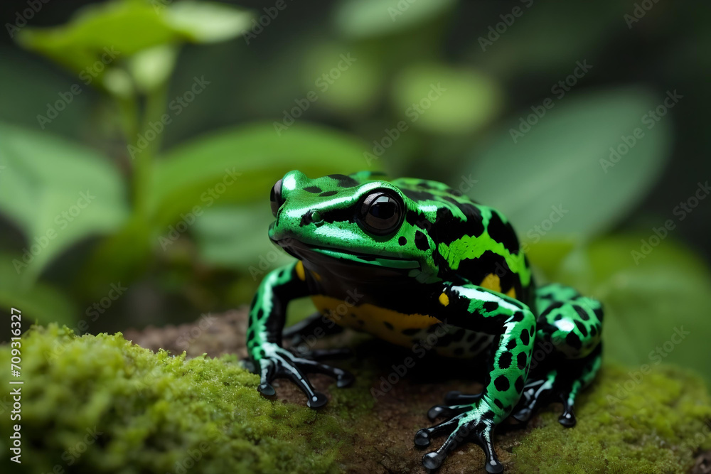 Obraz premium Vibrant Green and Black Poison Dart Frog