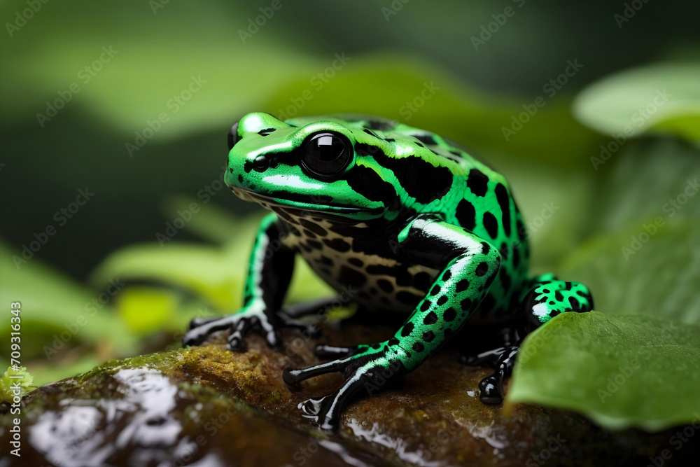 Vibrant Green and Black Poison Dart Frog Vibrant Green and Black Poison Dart Frog