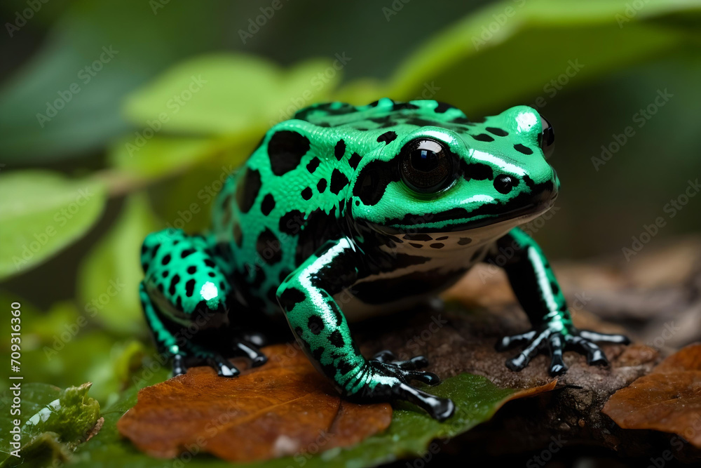 Obraz premium Vibrant Green and Black Poison Dart Frog