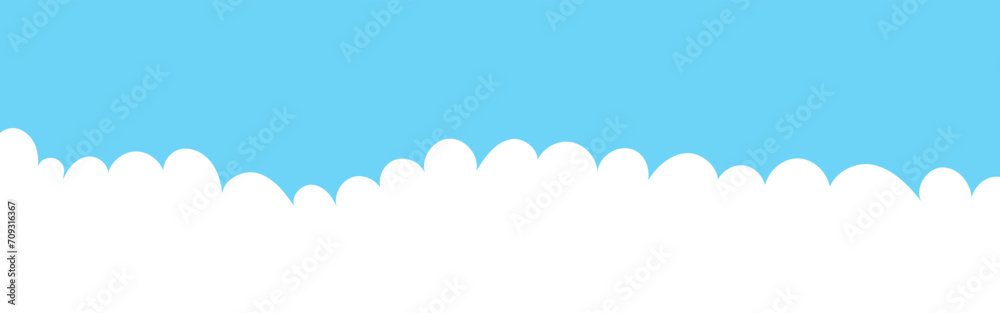Clouds wide bordering. Painted white clouds on blue background. Simple vector illustration. Clouds wide bordering. Painted white clouds on blue background. Simple vector illustration.