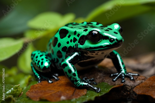 Vibrant Green and Black Poison Dart Frog