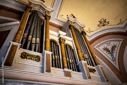 old organ pipes in a catholic church, northern croatia
