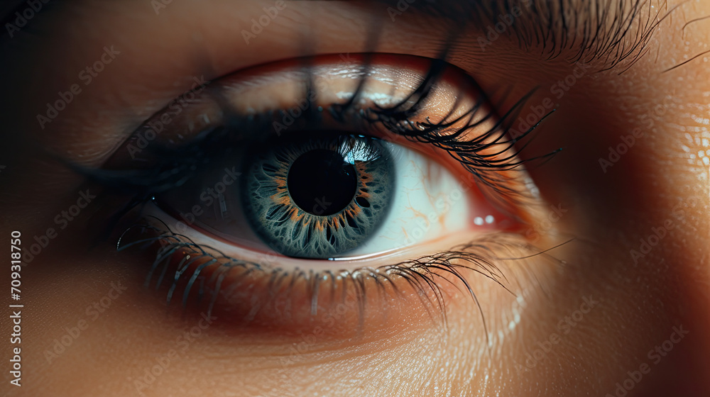 Fototapeta premium Human Eye with Detailed Iris and Eyelashes