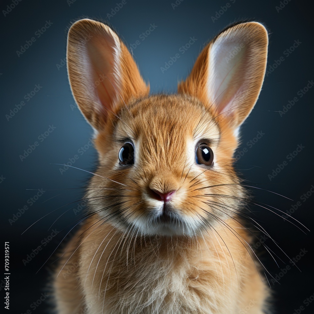 portrait of a red rabbit on a blue background portrait of a red rabbit on a blue background