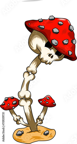 Creepy skull mushroom vector image