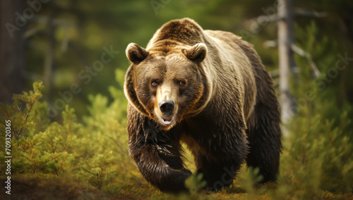 Portrait of a Brown bear in the forest © giedriius