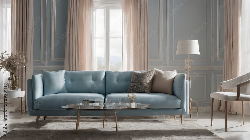 A pastel blue living room A pastel blue living room