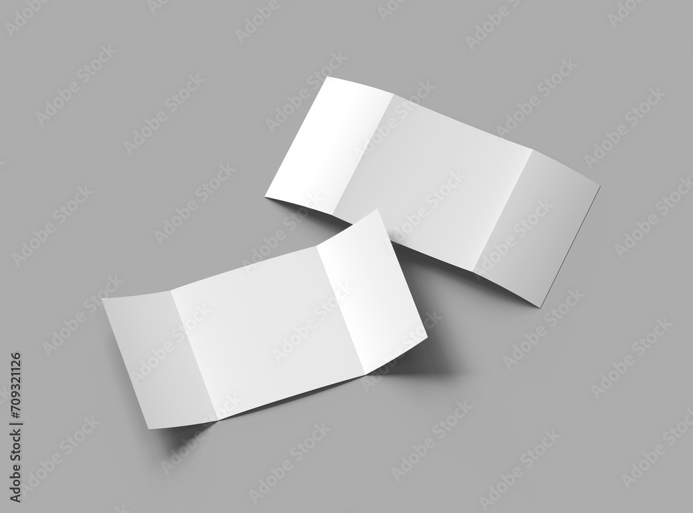 Blank square Gate Fold Brochure 3d render to present your design Blank square Gate Fold Brochure 3d render to present your design