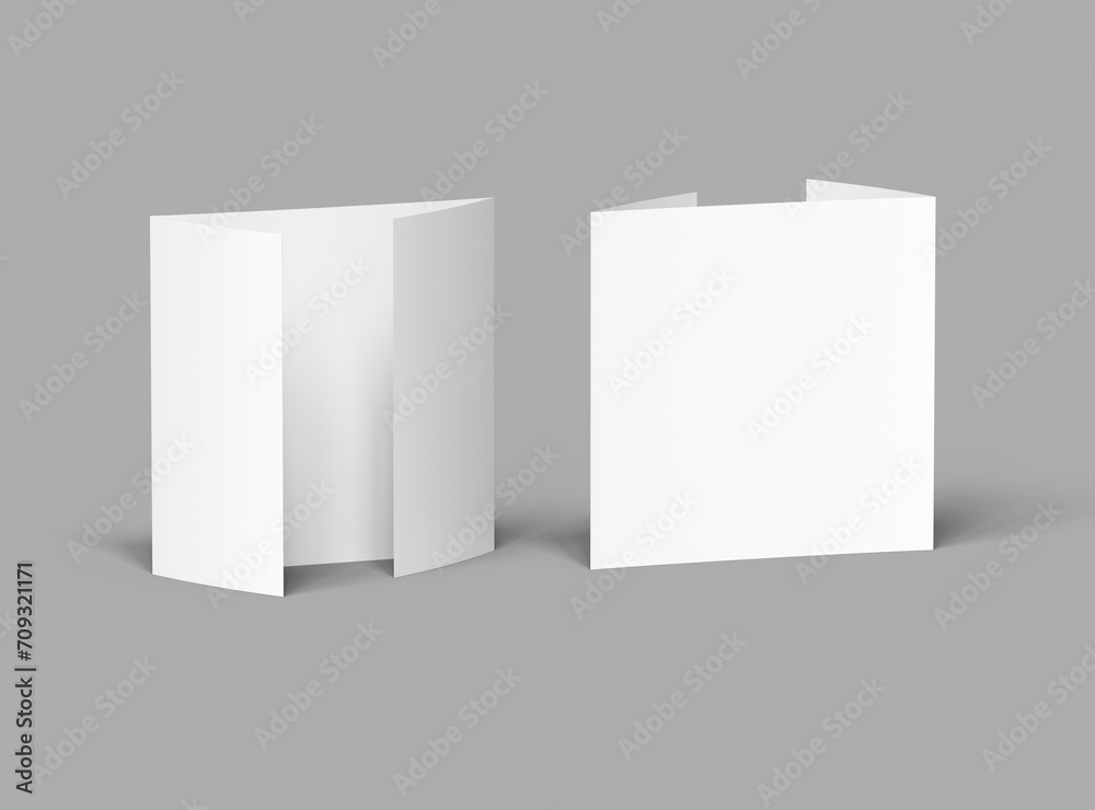 Blank square Gate Fold Brochure 3d render to present your design Blank square Gate Fold Brochure 3d render to present your design