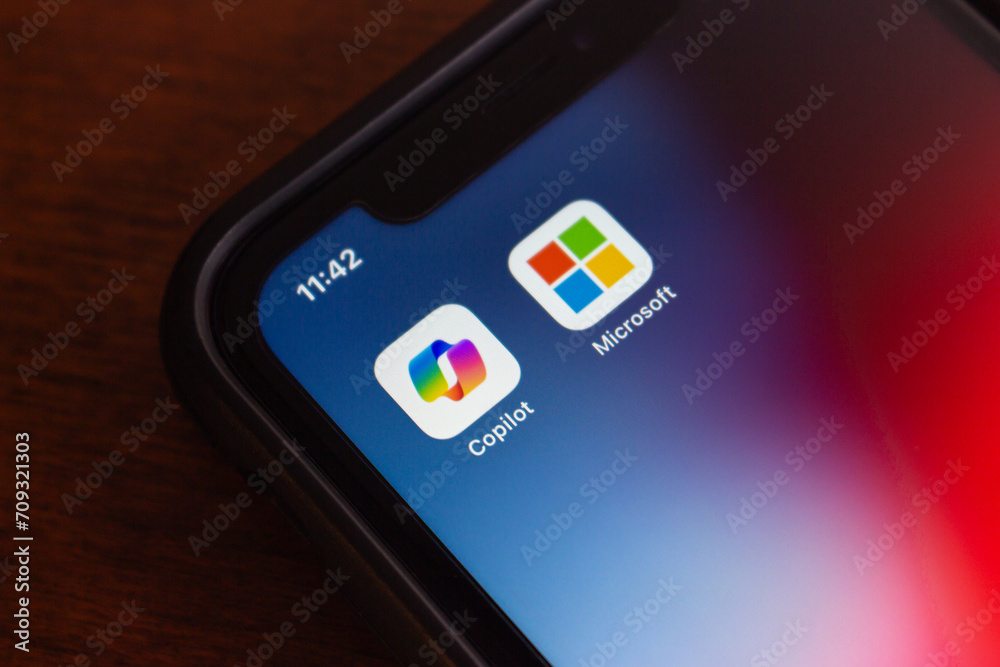 Vancouver, CANADA Jan 2 2024 Microsoft Copilot and Microsoft icons