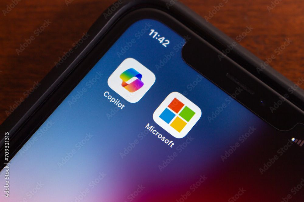 Vancouver, CANADA Jan 2 2024 Microsoft Copilot and Microsoft icons