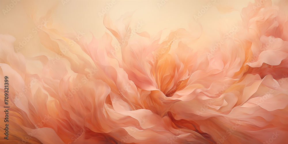 Abstract peach tones background of floral motifs