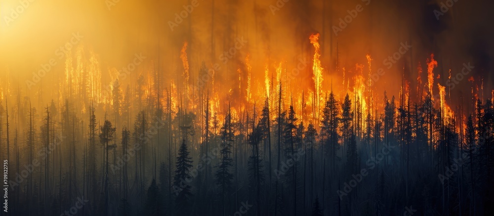 Forest fires during specific season indicated by black smoke graph. Forest fires during specific season indicated by black smoke graph.