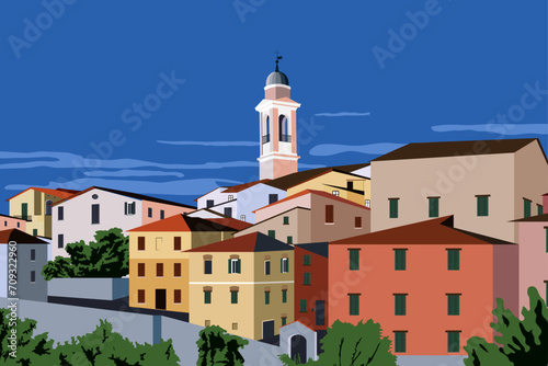 Cityscape of Urbania, historical small town in the province of Pesaro and Urbino, Marche, Italy