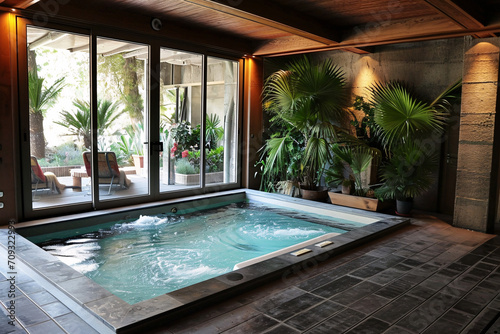 Home spa concept, a small pool in a personal spa area