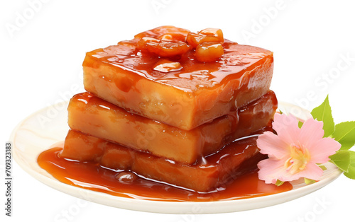 Festive Delight: Chinese New Year's Nian Gao Sticky Rice Cake Isolated on Transparent Background PNG.