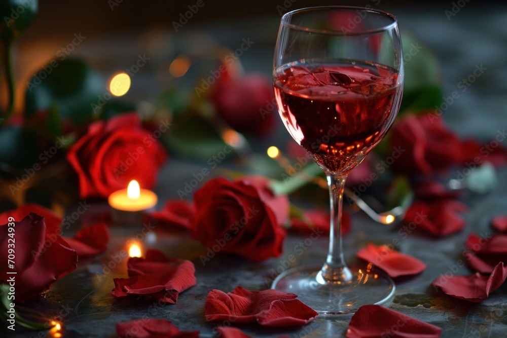 Valentine's wine, rose, and heart-themed background. Valentine's wine, rose, and heart-themed background.