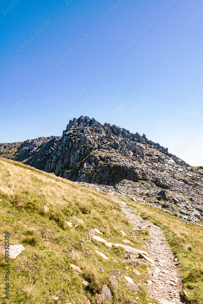 Gylder Fawr and Glyder Fach with view of Yr Wyddfa - Mount Snowden
